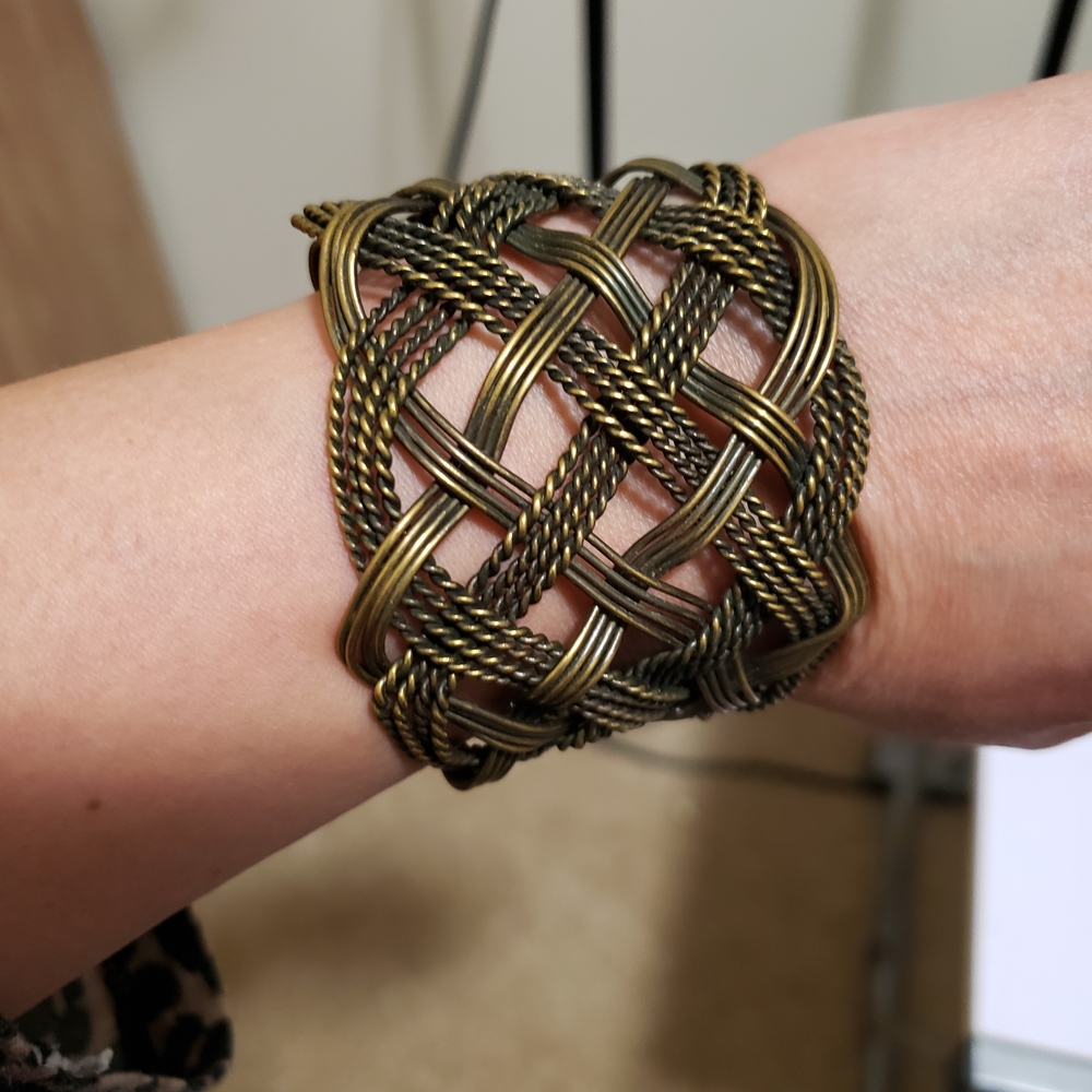 Stylish Bronze Woven Cuff Bracelet